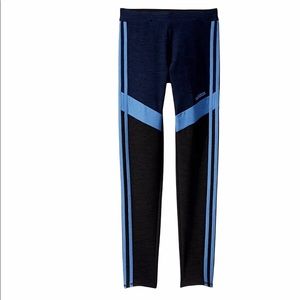 Adidas Little Girls Performance Tight Three Stripe Leggings Black/Blue Size 4